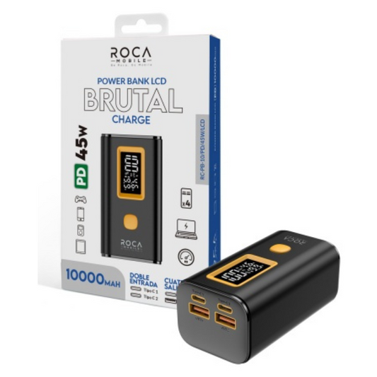 Power Bank 10.000mAh Carga Rápida 45W Ideal Para Notebook ROCA